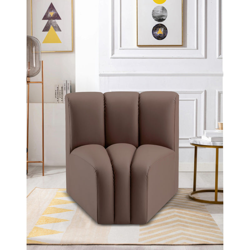 Meridian Arc Brown Vegan Leather Curved Corner IMAGE 2
