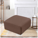 Meridian Arc Brown Vegan Leather Ottoman IMAGE 2