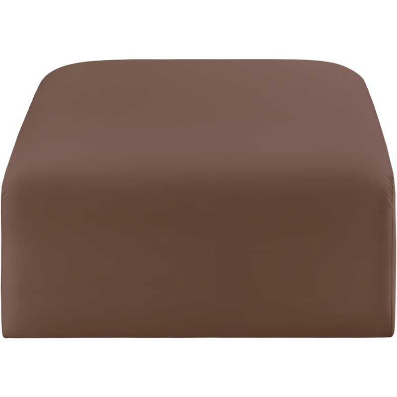 Meridian Arc Brown Vegan Leather Ottoman IMAGE 3
