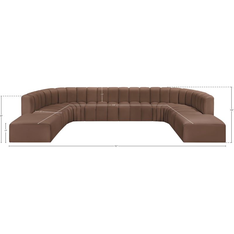 Meridian Arc Brown Vegan Leather 10 pc Modular Sectional IMAGE 12