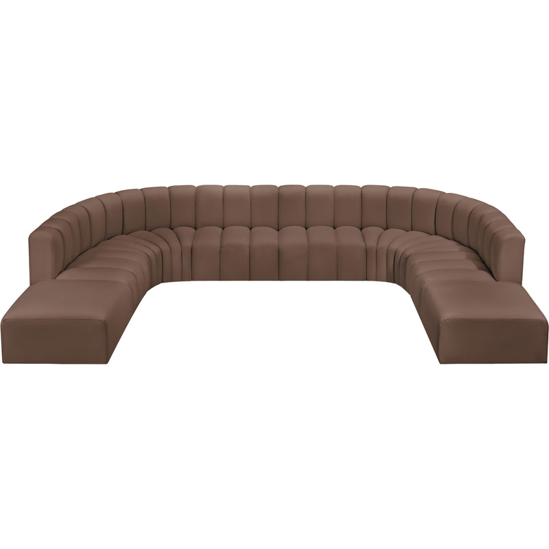 Meridian Arc Brown Vegan Leather 10 pc Modular Sectional IMAGE 3