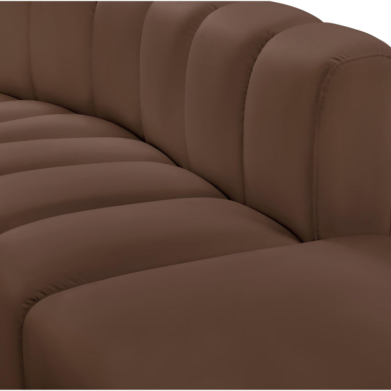 Meridian Arc Brown Vegan Leather 10 pc Modular Sectional IMAGE 8
