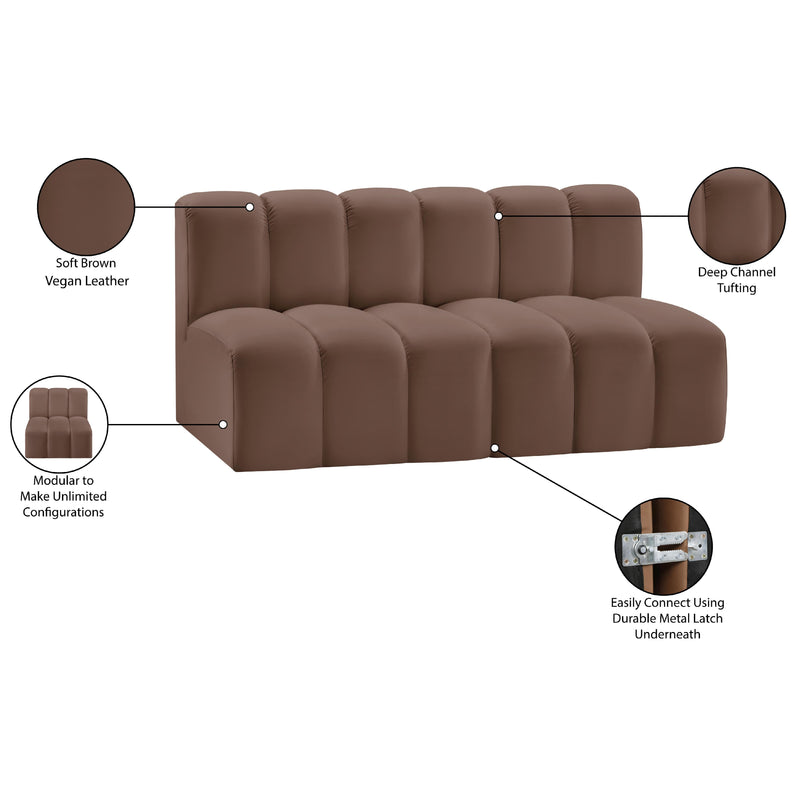 Meridian Arc Brown Vegan Leather 2 pc Modular Sectional IMAGE 11