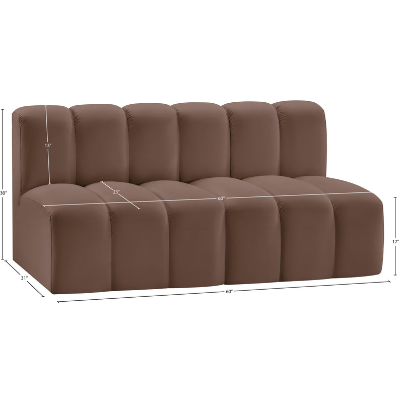 Meridian Arc Brown Vegan Leather 2 pc Modular Sectional IMAGE 12