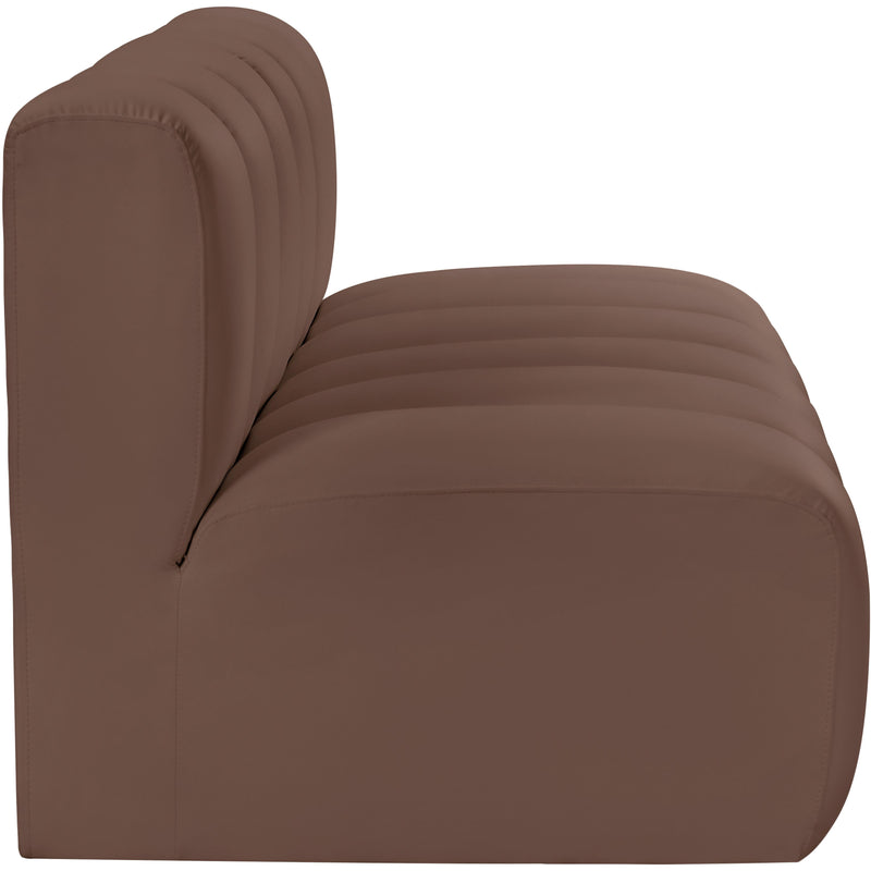 Meridian Arc Brown Vegan Leather 2 pc Modular Sectional IMAGE 5