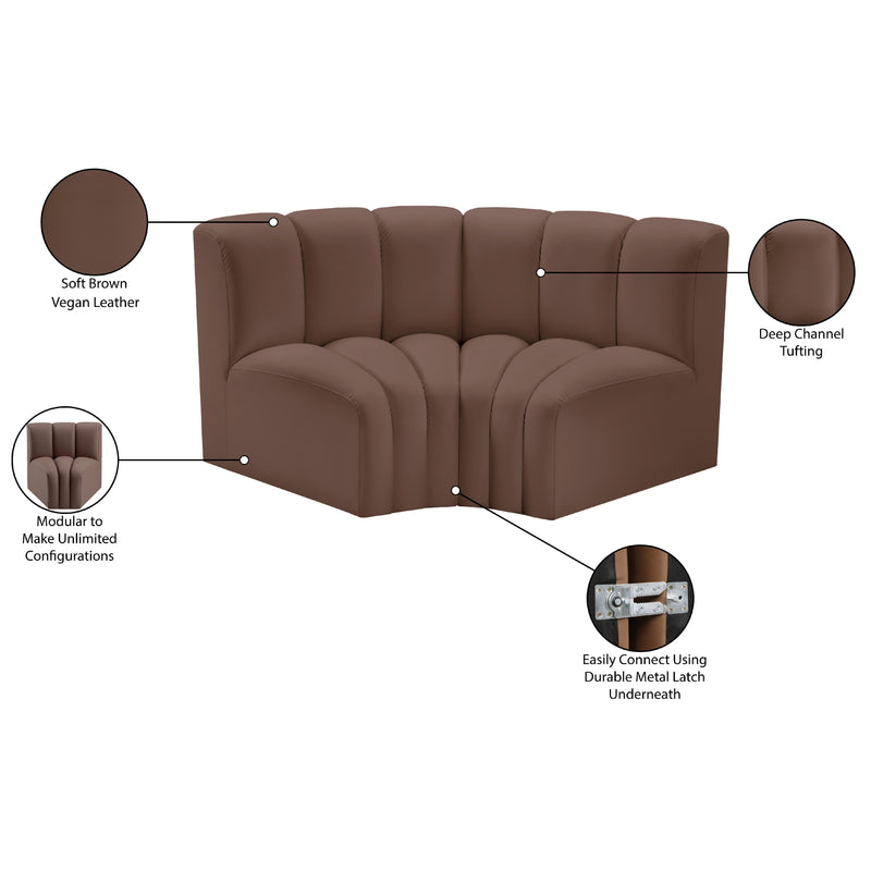 Meridian Arc Brown Vegan Leather 2 pc Modular Sectional IMAGE 10