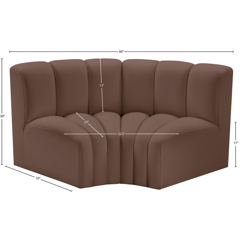 Meridian Arc Brown Vegan Leather 2 pc Modular Sectional IMAGE 11