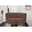 Meridian Arc Brown Vegan Leather 2 pc Modular Sectional IMAGE 2