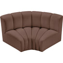 Meridian Arc Brown Vegan Leather 2 pc Modular Sectional IMAGE 3