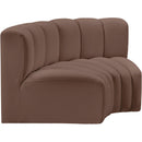 Meridian Arc Brown Vegan Leather 2 pc Modular Sectional IMAGE 4