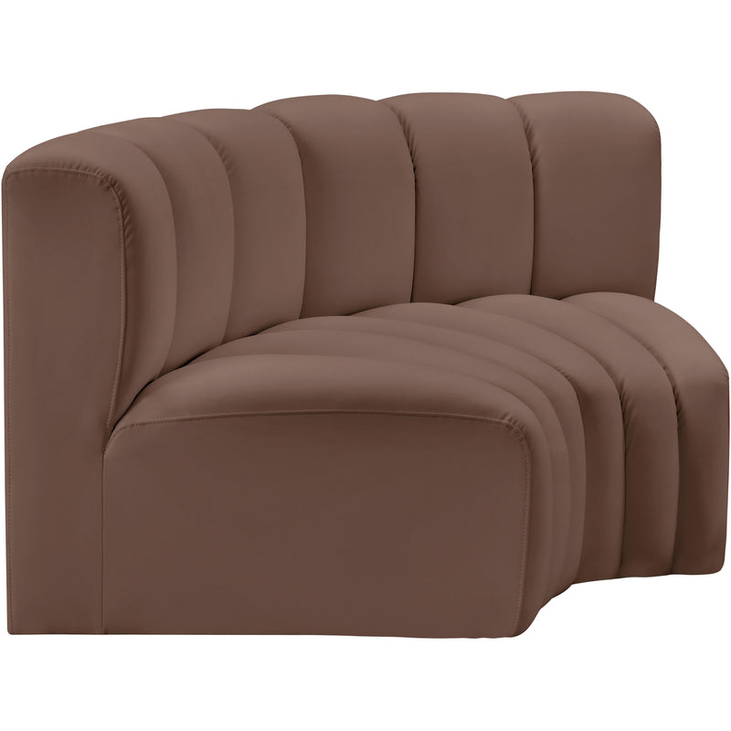 Meridian Arc Brown Vegan Leather 2 pc Modular Sectional IMAGE 4