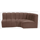 Meridian Arc Brown Vegan Leather 3 pc Modular Sectional IMAGE 11
