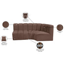 Meridian Arc Brown Vegan Leather 3 pc Modular Sectional IMAGE 12