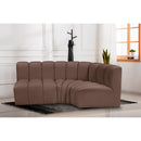 Meridian Arc Brown Vegan Leather 3 pc Modular Sectional IMAGE 2