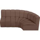 Meridian Arc Brown Vegan Leather 3 pc Modular Sectional IMAGE 3