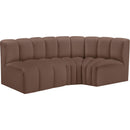 Meridian Arc Brown Vegan Leather 3 pc Modular Sectional IMAGE 4