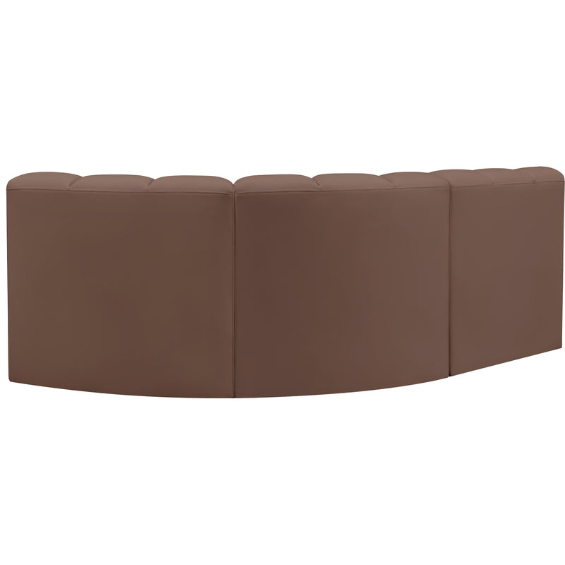 Meridian Arc Brown Vegan Leather 3 pc Modular Sectional IMAGE 6