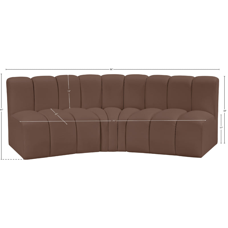 Meridian Arc Brown Vegan Leather 3 pc Modular Sectional IMAGE 11
