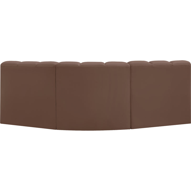 Meridian Arc Brown Vegan Leather 3 pc Modular Sectional IMAGE 6