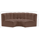 Meridian Arc Brown Vegan Leather 3 pc Modular Sectional IMAGE 11