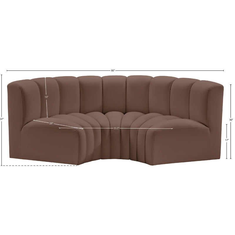 Meridian Arc Brown Vegan Leather 3 pc Modular Sectional IMAGE 12