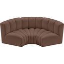 Meridian Arc Brown Vegan Leather 3 pc Modular Sectional IMAGE 3