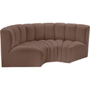 Meridian Arc Brown Vegan Leather 3 pc Modular Sectional IMAGE 4