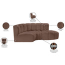 Meridian Arc Brown Vegan Leather 3 pc Modular Sectional IMAGE 12