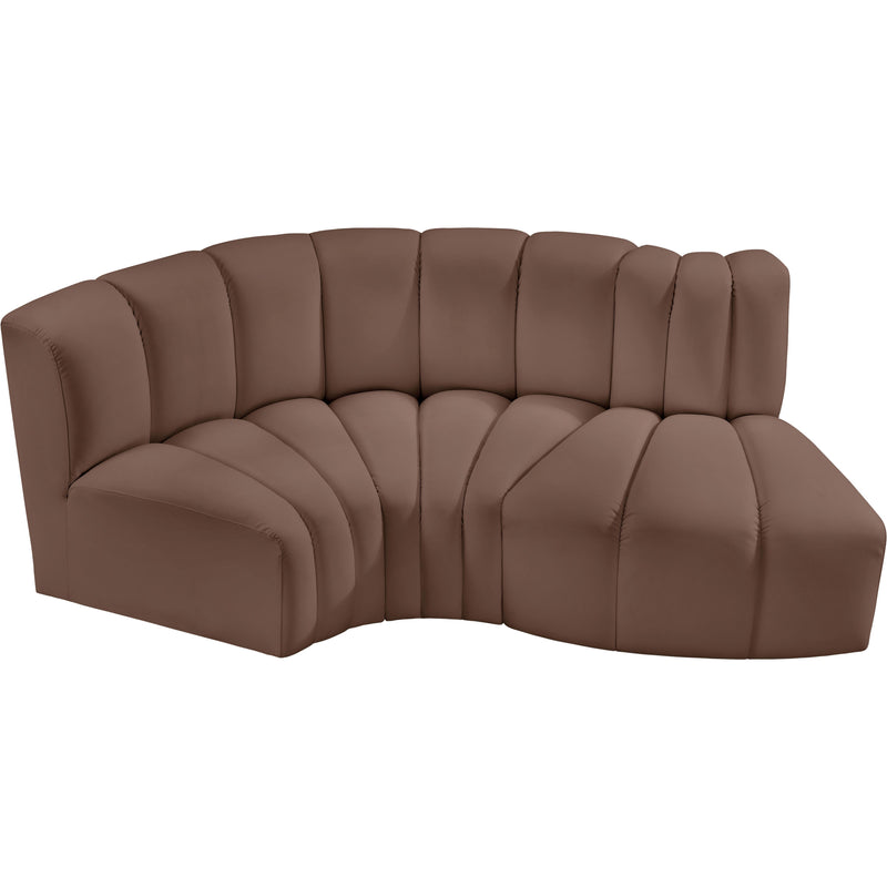 Meridian Arc Brown Vegan Leather 3 pc Modular Sectional IMAGE 3