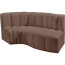 Meridian Arc Brown Vegan Leather 3 pc Modular Sectional IMAGE 4