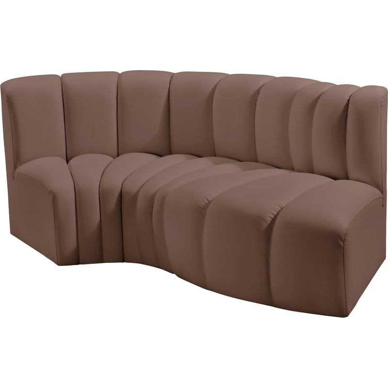 Meridian Arc Brown Vegan Leather 3 pc Modular Sectional IMAGE 4