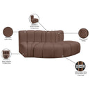 Meridian Arc Brown Vegan Leather 3 pc Modular Sectional IMAGE 11