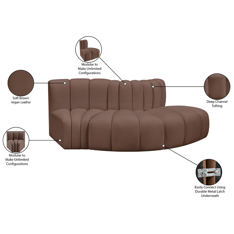 Meridian Arc Brown Vegan Leather 3 pc Modular Sectional IMAGE 11