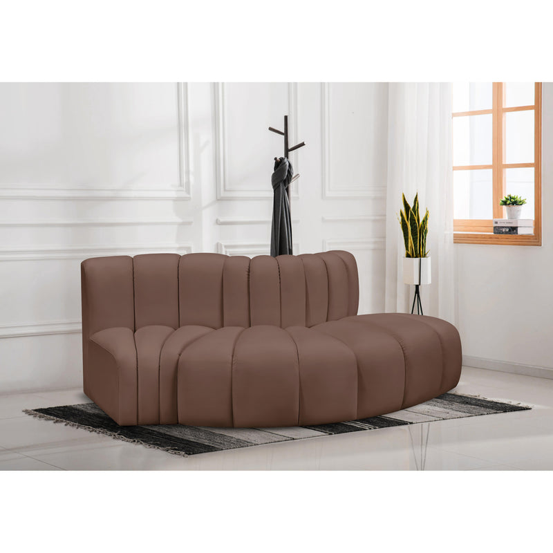 Meridian Arc Brown Vegan Leather 3 pc Modular Sectional IMAGE 2