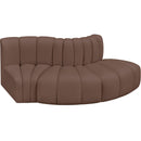 Meridian Arc Brown Vegan Leather 3 pc Modular Sectional IMAGE 3