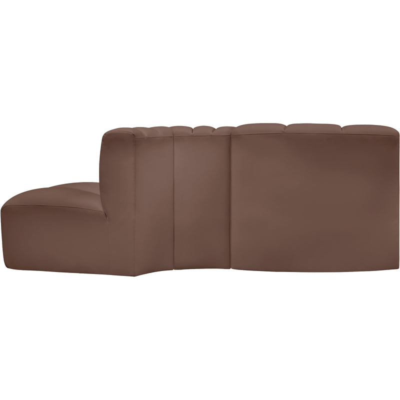 Meridian Arc Brown Vegan Leather 3 pc Modular Sectional IMAGE 5