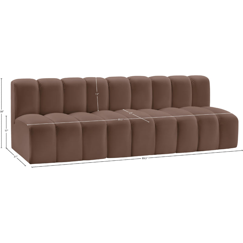 Meridian Arc Brown Vegan Leather 3 pc Modular Sectional IMAGE 11