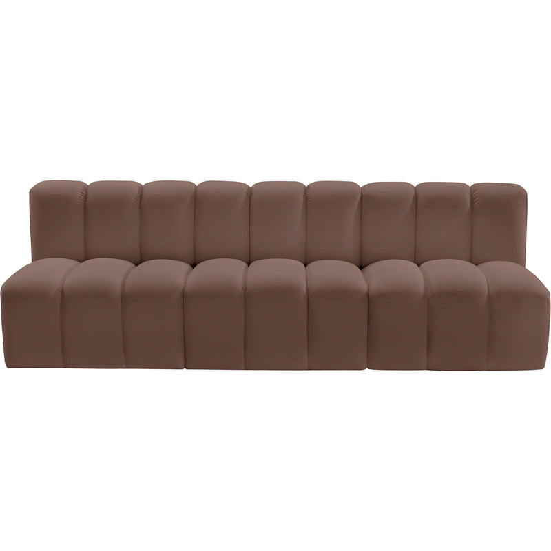 Meridian Arc Brown Vegan Leather 3 pc Modular Sectional IMAGE 3