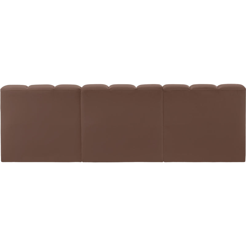 Meridian Arc Brown Vegan Leather 3 pc Modular Sectional IMAGE 6