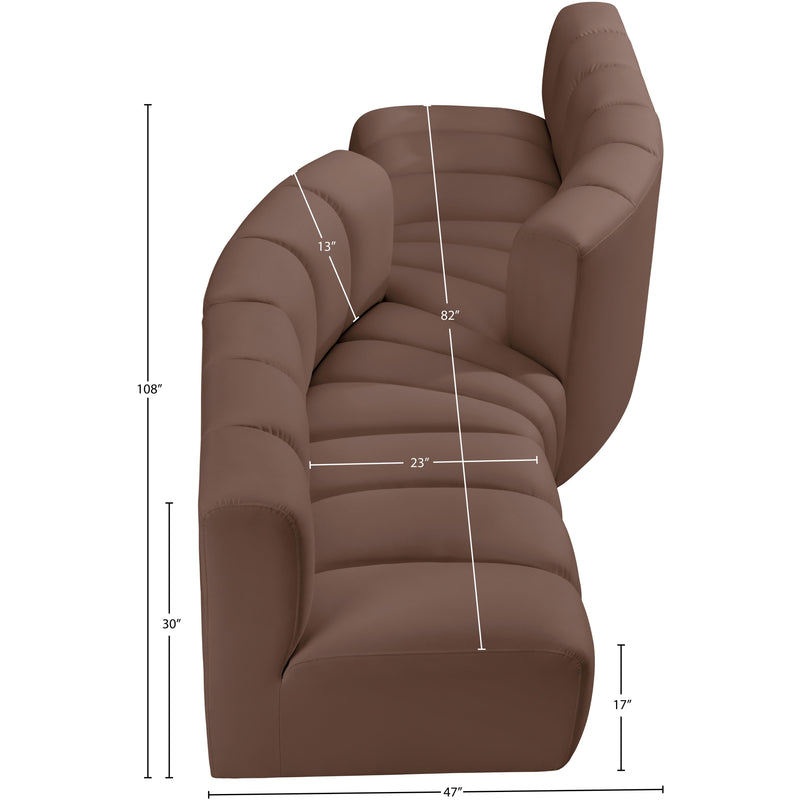 Meridian Arc Brown Vegan Leather 4 pc Modular Sectional IMAGE 10