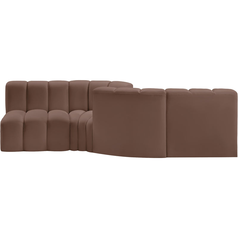 Meridian Arc Brown Vegan Leather 4 pc Modular Sectional IMAGE 3