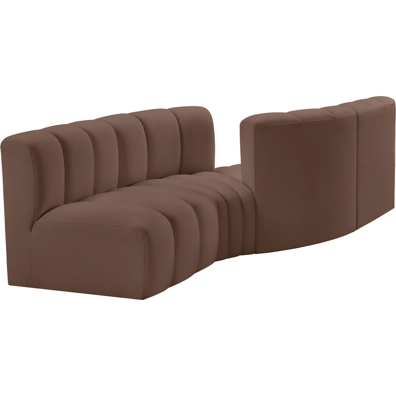 Meridian Arc Brown Vegan Leather 4 pc Modular Sectional IMAGE 4