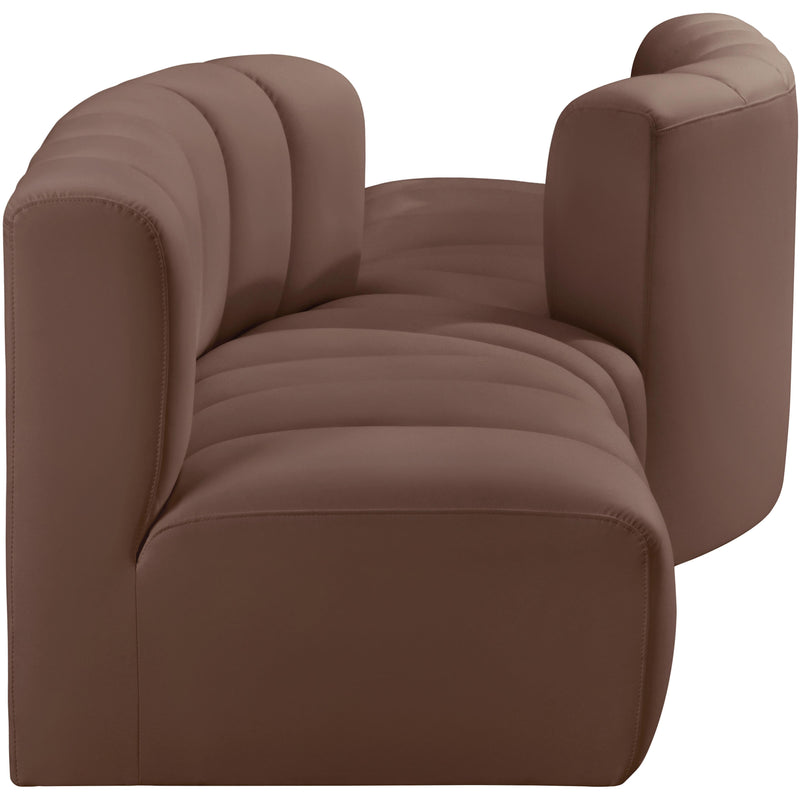 Meridian Arc Brown Vegan Leather 4 pc Modular Sectional IMAGE 5