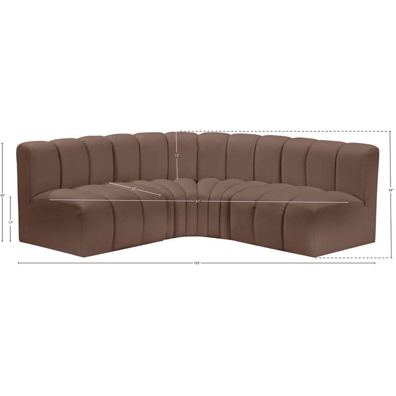 Meridian Arc Brown Vegan Leather 4 pc Modular Sectional IMAGE 11