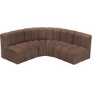 Meridian Arc Brown Vegan Leather 4 pc Modular Sectional IMAGE 3