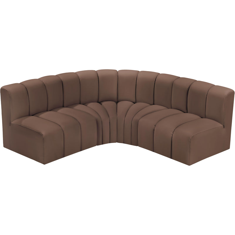 Meridian Arc Brown Vegan Leather 4 pc Modular Sectional IMAGE 3