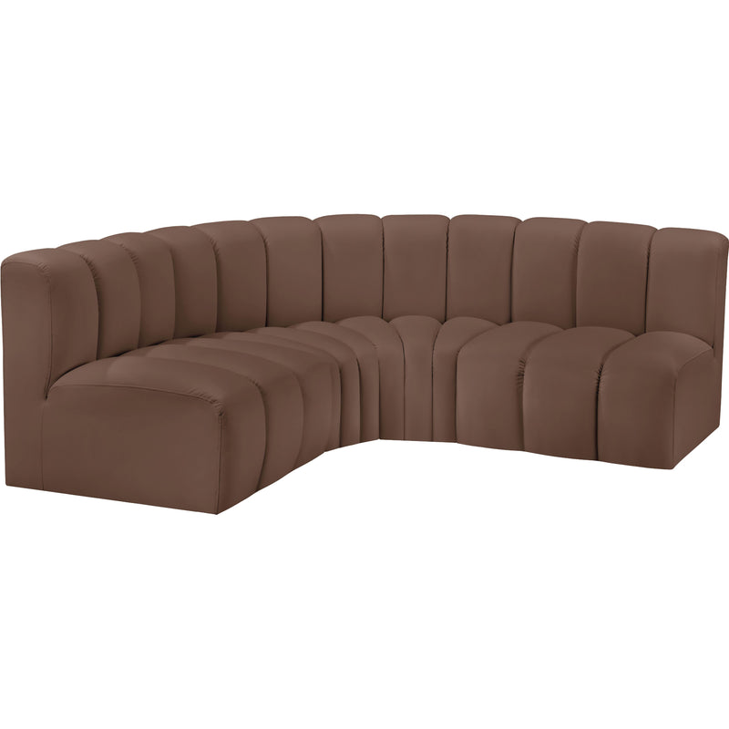 Meridian Arc Brown Vegan Leather 4 pc Modular Sectional IMAGE 4