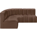 Meridian Arc Brown Vegan Leather 4 pc Modular Sectional IMAGE 5
