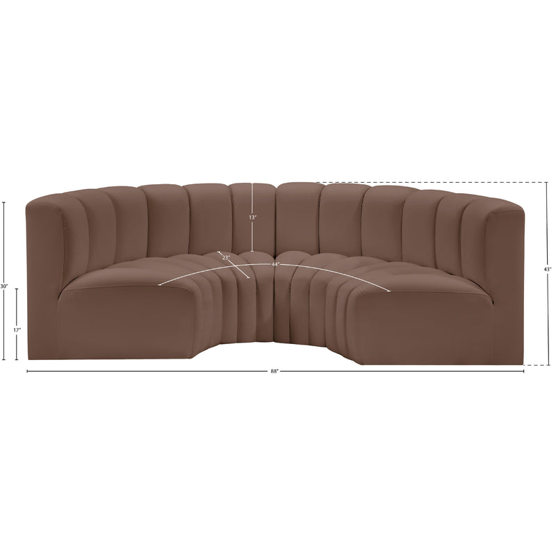 Meridian Arc Brown Vegan Leather 4 pc Modular Sectional IMAGE 11