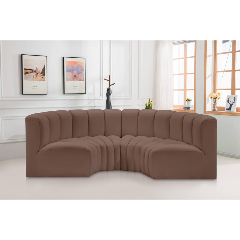 Meridian Arc Brown Vegan Leather 4 pc Modular Sectional IMAGE 2